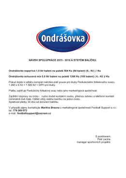 NÁVRH SPOLUPRÁCE 2015 - 2016 A SYSTÉM BALÍČKU