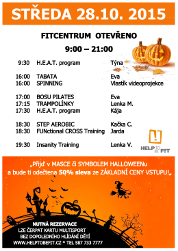 STŘEDA 28.10. 2015