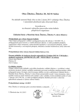 Výběrové řízení na obsazení funkce ředitele ZŠ a MŠ v Žihobcích