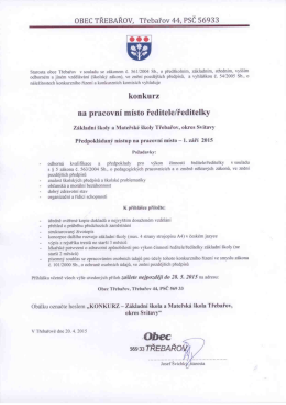 OBEC TŘEBAŘOV, Třebařov 44, PSČ 56933