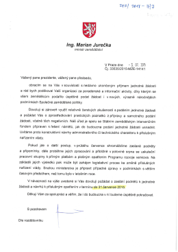vyzva ministra k jednotne zadosti