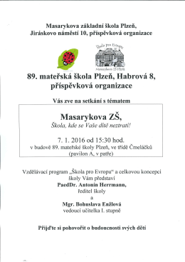 příspěvková organizace - 89. mateřská škola Plzeň