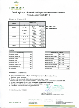 (zvěřiny) pro rok 2015 - Městské lesy Hradec Králové as