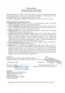 Memorandum Před&aacute;n&iacute; konceptu AMT center