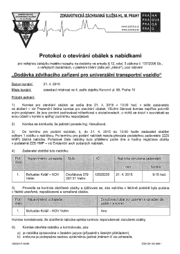 Protokol o otevírání obálek s nabídkami