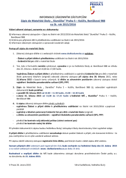 Informace k zápisu do MŠ na šk. rok 2015-2016