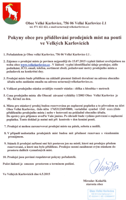 Pokyny obce pro přidělování prodejních míst na