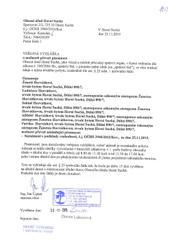č.j.: O&Uacute;HS 3940/2015/Kor. v Horn&iacute; Such&eacute;