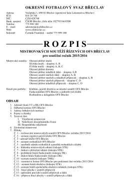 Rozpis soutěží OFS Břeclav 2015/2016