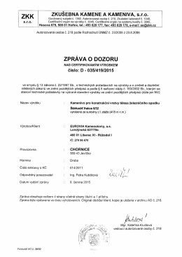 2015 Chornice 0/32 kv, zpráva o dohledu