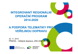 Operační program IROP ve vztahu k dopravě a udržitelné mobilitě