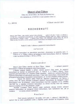 ROZHODNUTÍ - Pozemní komunikace v k.ú. Čížkov