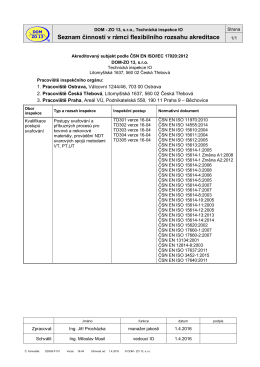 dokumentu SD02-F101 Seznam činností v rámci - DOM