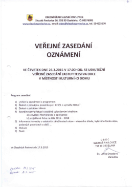VEŘEJNÉ ZASEDÁNÍ OZNÁMENÍ