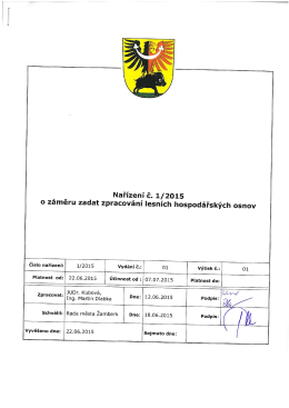 Nařízení č. 1 2015 o záměru zadat zpracování lesních