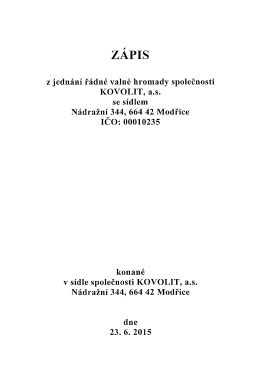 Zápis z Valné hromady společnosti KOVOLIT - firemni