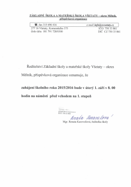 Zahájení školního roku 2015