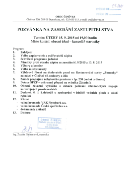 POZVÁNKA NA ZASEDÁNÍ ZASTUPITELSTVA