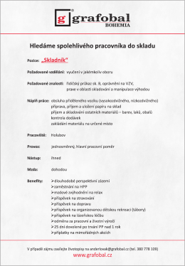Skladník - GRAFOBAL BOHEMIA sro