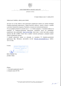Výzva ke spolupráci podepsaná primátorem města Hradec Králové