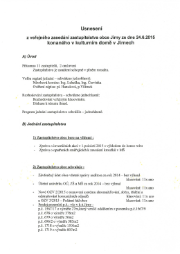 Usnesen&iacute; ZO Jirny ze dne 24.6.2015