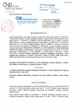 1. dodatek z&aacute;kladn&iacute;ho prospektu