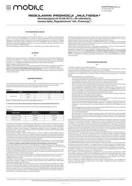 Regulamin pRomocji „multigiga” obowiązującej od 25.04.2015 r. do