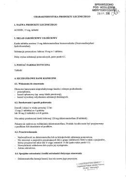Charakterystyka Produktu Leczniczego - Acodin tabletki