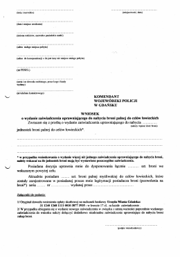 Wniosek o wydanie zaświadczenia na zakup broni