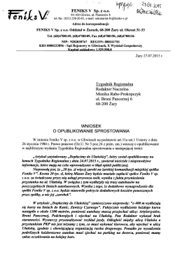 Sprostowanie Tygodnik Regionalna - feniks-v
