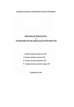 PROGRAM SZKOLENIA w - Komenda Gł&oacute;wna Państwowej Straży