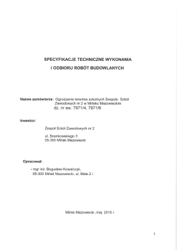 SPECYFIKACJE TECHNICZNE WYKONANIA | ODBIORU ROB&Oacute;T