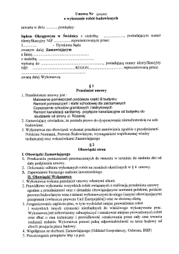 0 wykonanie rob&oacute;t budowlanych zawarta w dniu ........... &bdquo;pomiedzyz