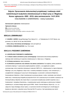Gdynia: Opracowanie dokumentacji projektowej i realizacja robót