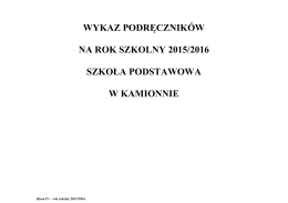 wykaz podręczników na rok szkolny 2015/2016 szkoła podstawowa