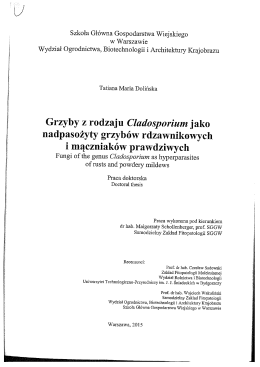Grzyby z rodzaju Cladosporium jako