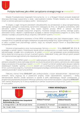 Polityka kadrowa jako efekt zarządzania strategicznego W enova365