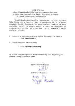 U C H W A Ł A z dnia 30 października 2015 r. po przeprowadzeniu