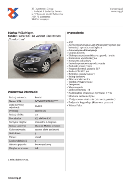 Marka: VolksWagen Model: Passat 2,0 TDI Variant BlueMotion
