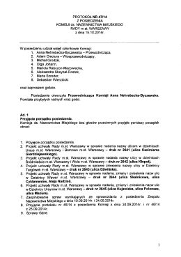 protokołem z posiedzenia Komisji ds Nazewnictwa