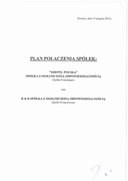 Plan Połączenia Spółek Krepel Polska Sp. z o.o. i R&R Sp. z o.o