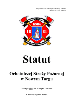 Statut OSP Nowy Targ 2016
