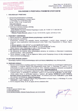 W NOWYM Sączu i ZDW/PW/2015/Ę5Ć3 /RDWNs/EPS