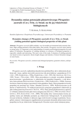 Dynamika zmian potencjału plonotwórczego Phragmites australis