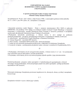 ZARZĄDZENIE NR 176/2015 BURMISTRZA GMINY KAMIEŃ