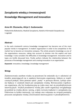 Zarządzanie wiedzą a innowacyjność