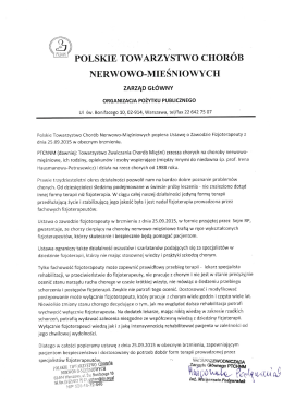 Pismo od Polskie Towarzystwo Chorób Nerwowo