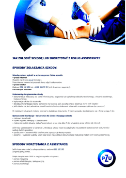 JAK ZGŁOSIć SZKODĘ LUB SKORZYSTA&Oacute; Z USŁUG ASSISTANCE