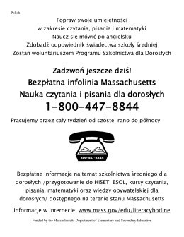 Hotline Flyer Polish - Massachusetts Adult Literacy Hotline