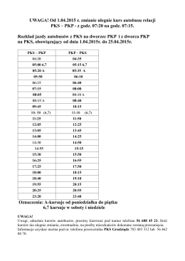 UWAGA! Od 1.04.2015 r. zmianie ulegnie kurs autobusu relacji PKS